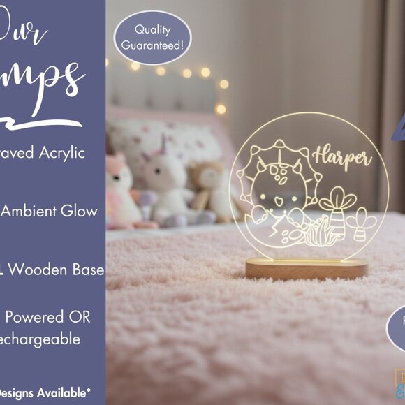 Dinosaur Custom Name Light • Personalized LED Cloud Decor • Kids Gift - Picture 3 of 8